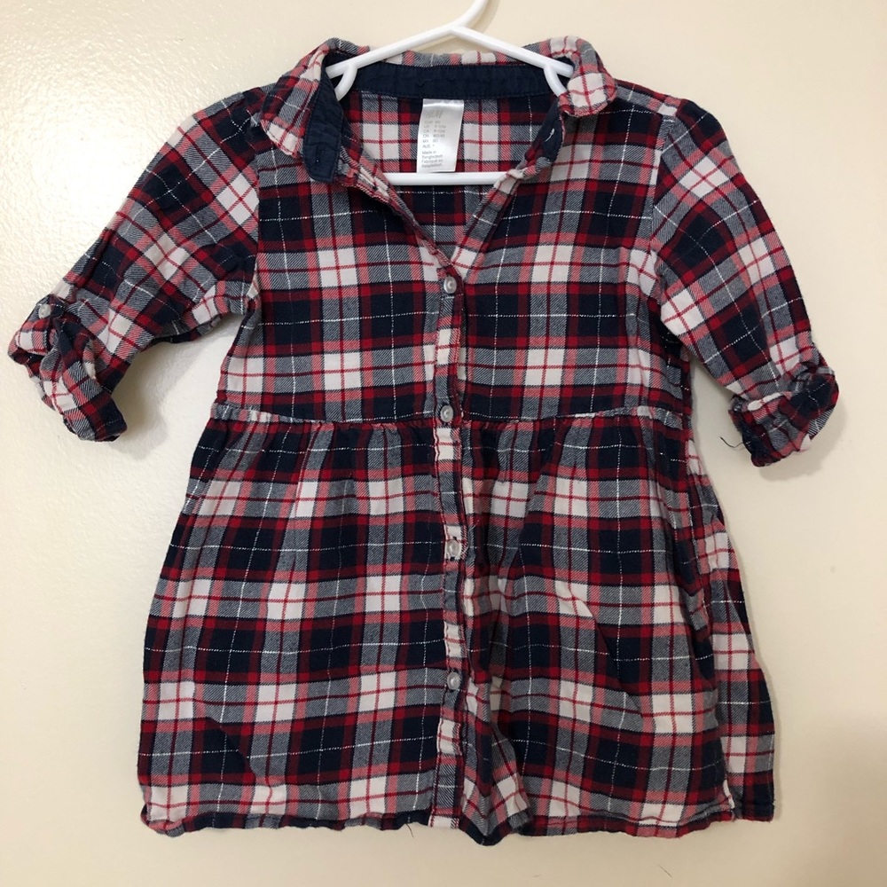 3/$15 H&M Flannel Plaid Dress 9-12M
